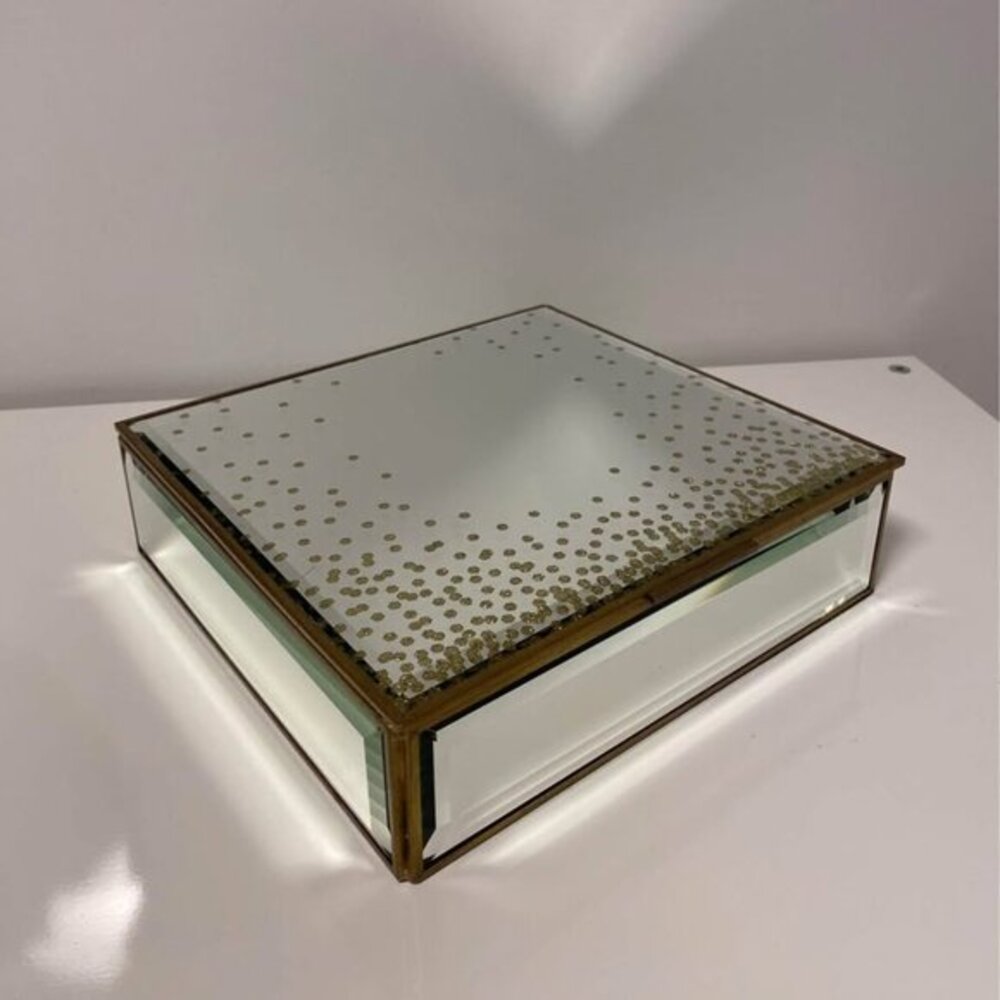 Kensie Home Bevelled Edge Mirrored Gold Jewelry Storage Box
